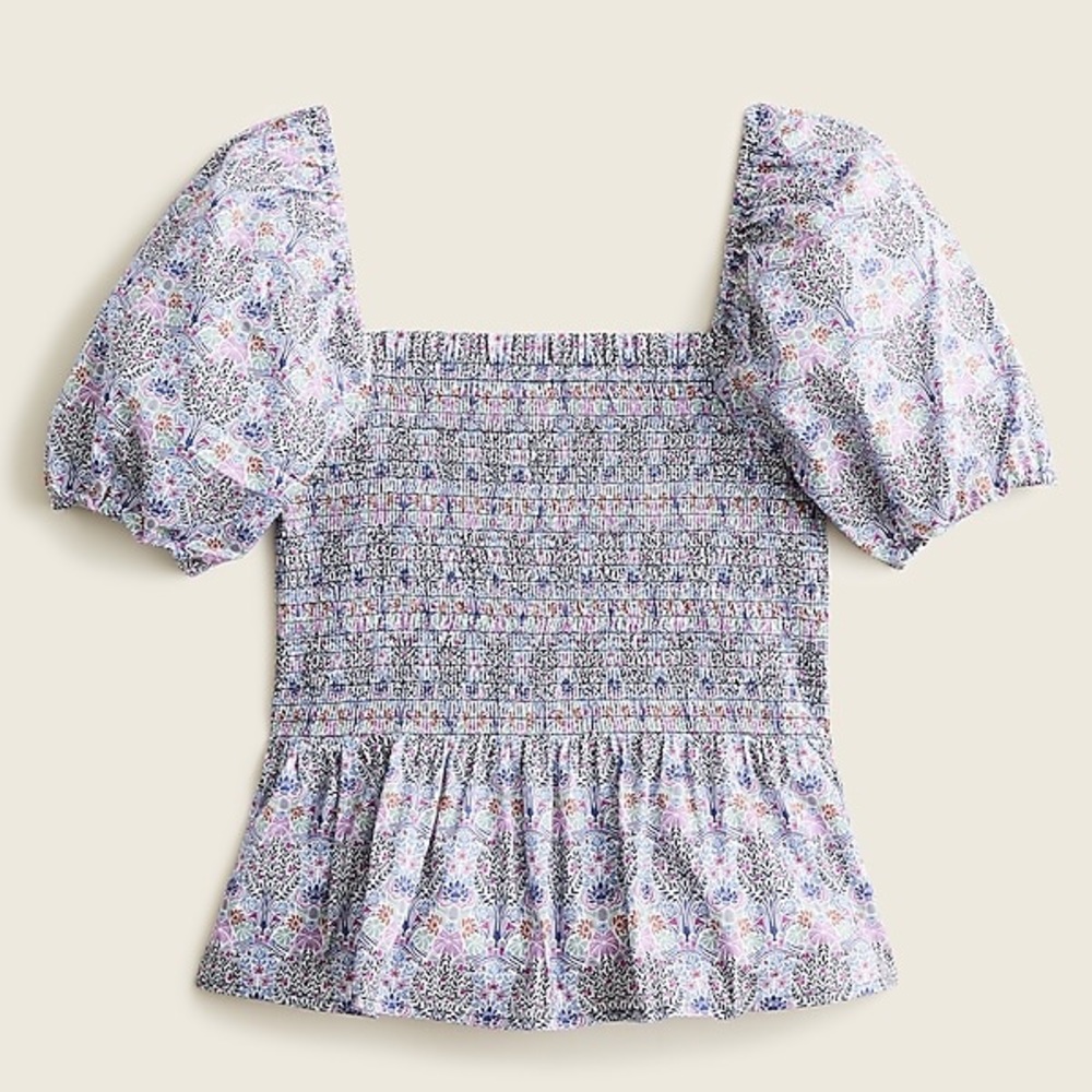 J CREW SMOCKED SQUARE-NECK ORGANIC COTTON LIBERTY PRINT NWT SZ MED